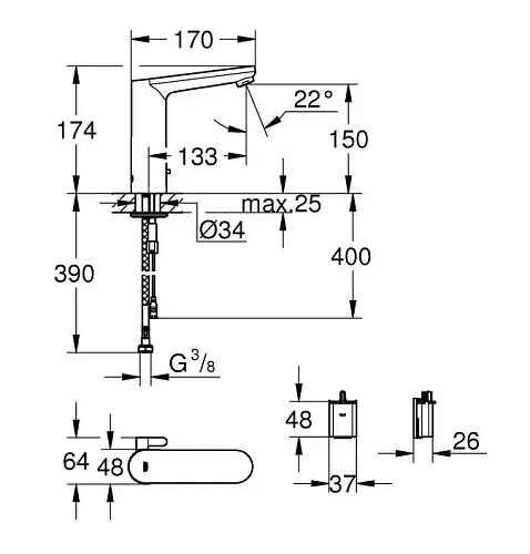 Смеситель для раковины Grohe Eurosmart Cosmopolitan E 119271 Смеситель для раковины Grohe Eurosmart Cosmopolitan E 119271