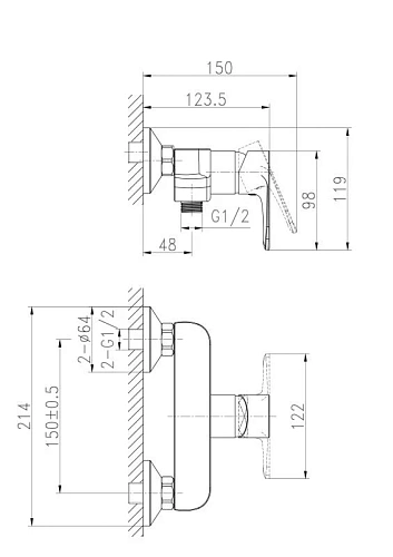 Смеситель для душа Cersanit CERSANIA (A63032) однорычажный 63032 Смеситель для душа Cersanit CERSANIA (A63032) однорычажный 63032