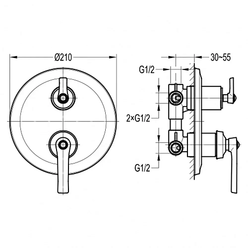 Смеситель для ванны Swedbe Terracotta Art 2518 встраиваемый подключение на 3 выхода Смеситель для ванны Swedbe Terracotta Art 2518 встраиваемый подключение на 3 выхода