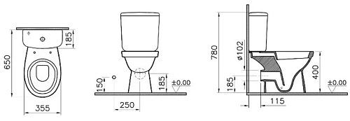 Унитаз напольный Vitra Norm Fit 9844B099-7200 крышка микролифт Унитаз напольный Vitra Norm Fit 9844B099-7200 крышка микролифт