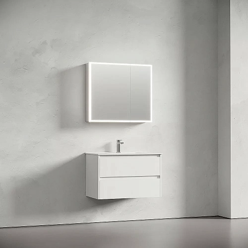 Зеркальный шкаф Sancos Evoke SC8080 800x700х136 мм из алюминия с LED подсветкой Зеркальный шкаф Sancos Evoke SC8080 800x700х136 мм из алюминия с LED подсветкой