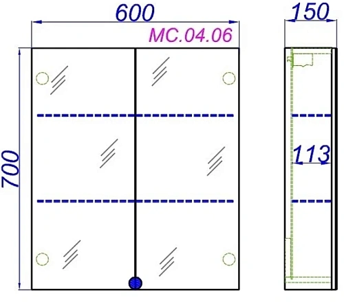 Зеркальный шкаф Aqwella MC 60 MC.04.06 белый, 600х700х15 мм Зеркальный шкаф Aqwella MC 60 MC.04.06 белый, 600х700х15 мм