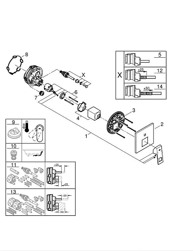 Смеситель для ванны GROHE Eurocube (24062000) хром Смеситель для ванны GROHE Eurocube (24062000) хром