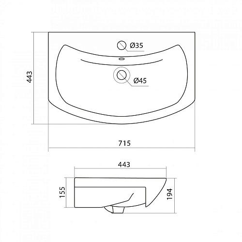 Раковина Santek БАЛТИКА 70 1WH207776 1.WH20.7.776 Раковина Santek БАЛТИКА 70 1WH207776 1.WH20.7.776