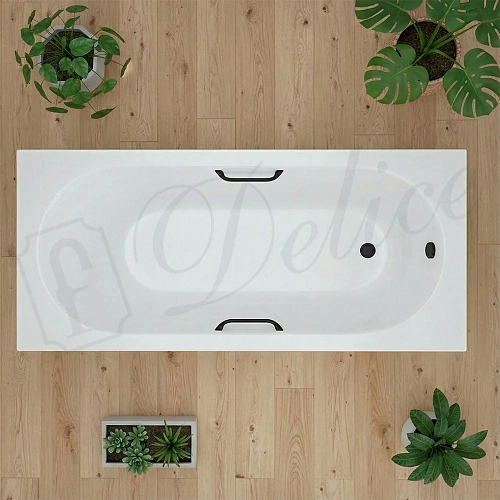 Ванна из искусственного камня Delice Bravo 180х70 DLR330064RB-M матовая с черными ручками Ванна из искусственного камня Delice Bravo 180х70 DLR330064RB-M матовая с черными ручками