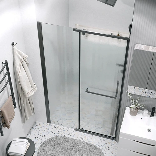 Душевая дверь GROSSMAN Pragma 100.K33.03.100.21.02 (100x195) черный матовый, стекло шиншилла Душевая дверь GROSSMAN Pragma 100.K33.03.100.21.02 (100x195) черный матовый, стекло шиншилла