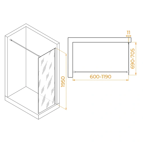 Душевая перегородка RGW Walk In WA-002W 700 мм 35100207-15 белый, Easy Clean Душевая перегородка RGW Walk In WA-002W 700 мм 35100207-15 белый, Easy Clean