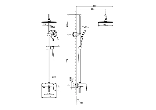 Душевая система Aquatek Бетта AQ2140BGM черный хром шлифованный Душевая система Aquatek Бетта AQ2140BGM черный хром шлифованный