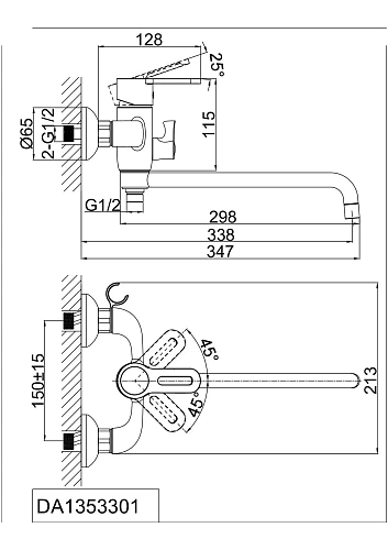 Смеситель для ванны D&K Paulinus Rhein DA1353301 Смеситель для ванны D&K Paulinus Rhein DA1353301