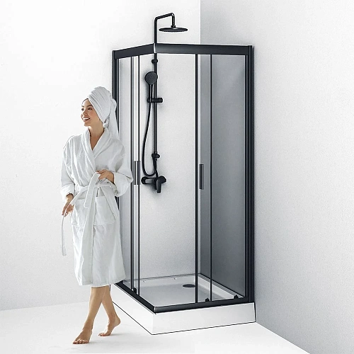 Душевой уголок AM.PM Gem S W93G-404-100280-BT 100х80 стекло прозрачное, профиль черный матовый Душевой уголок AM.PM Gem S W93G-404-100280-BT 100х80 стекло прозрачное, профиль черный матовый