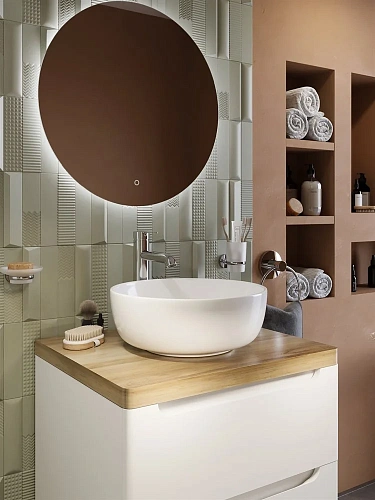 Комплект мебели STWORKI Берген 60 белая со светлой столешницей, раковина Moon 1 549384 Комплект мебели STWORKI Берген 60 белая со светлой столешницей, раковина Moon 1 549384