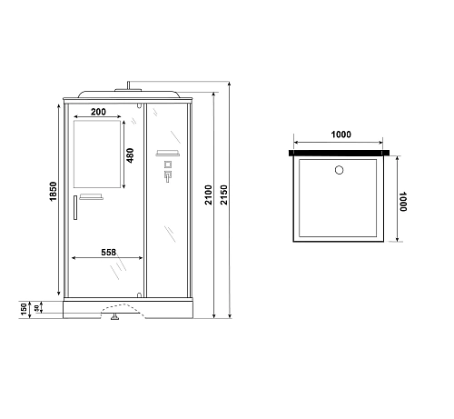 Душевая кабина Niagara Standart ST100/15Q (100х100х215) квадрат, поддон 15см, распашная, проф.белый Душевая кабина Niagara Standart ST100/15Q (100х100х215) квадрат, поддон 15см, распашная, проф.белый