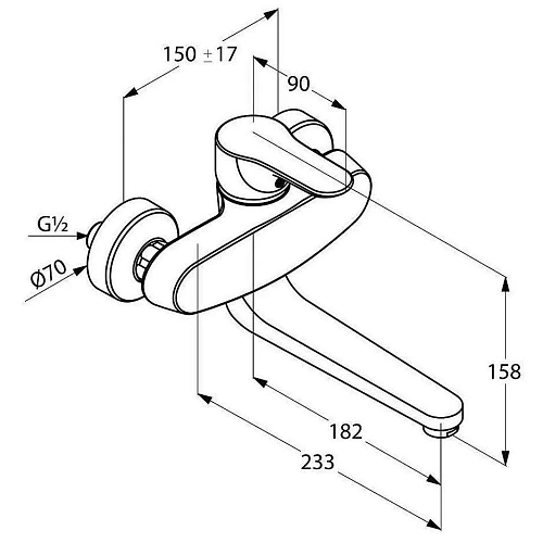 Смеситель для кухни Kludi Objekta 328820575 настенный, длина излива 18 см Смеситель для кухни Kludi Objekta 328820575 настенный, длина излива 18 см