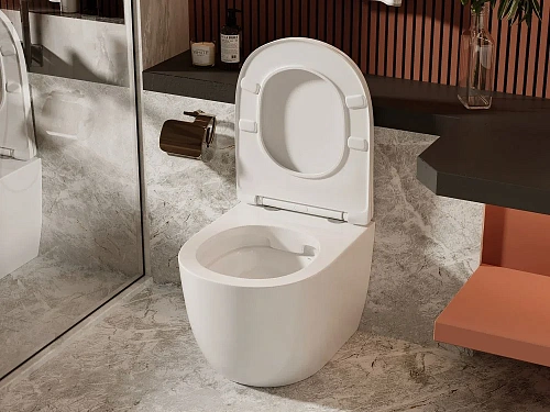 Унитаз приставной ABBER Bequem AC1111 белый, безободковый с крышкой микролифт Унитаз приставной ABBER Bequem AC1111 белый, безободковый с крышкой микролифт