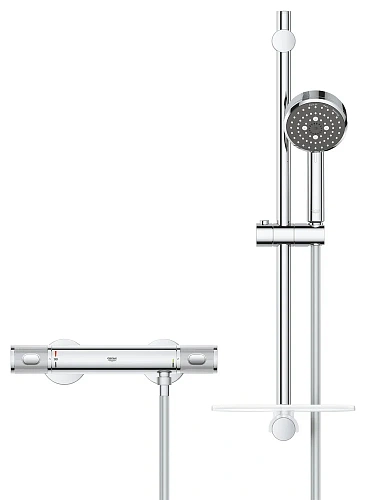 Смеситель для душа GROHE Precision Feel с душевым гарнитуром, хром (34791000) термостатитеский Смеситель для душа GROHE Precision Feel с душевым гарнитуром, хром (34791000) термостатитеский