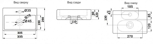 Раковина CeramaLux 9135 накладная/подвесная, белый Раковина CeramaLux 9135 накладная/подвесная, белый
