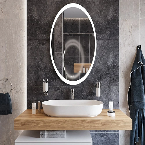 Зеркало DIWO Ярославль 60 с подсветкой, овальное, в современном стиле, сенсорное выключение 543689 Зеркало DIWO Ярославль 60 с подсветкой, овальное, в современном стиле, сенсорное выключение 543689