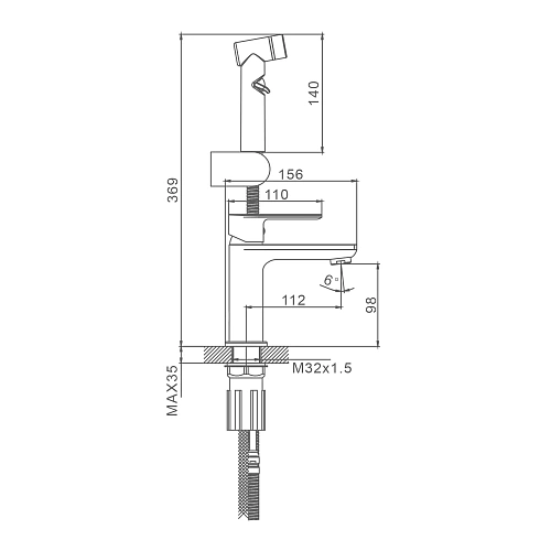 Смеситель для раковины Splenka S05.12.06 с гигиеническим душем, черный Смеситель для раковины Splenka S05.12.06 с гигиеническим душем, черный