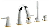 Смеситель на борт ванны GROHE Grandera с душевым гарнитуром, хром/золото (19919IG0)
