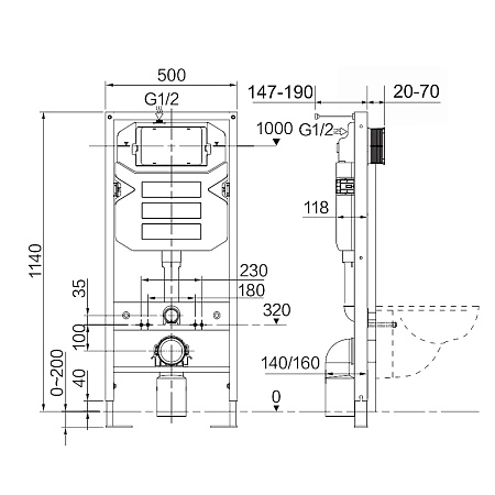 Комплект унитаза Ceramica Nova Balearica Rimless CN6000 c шумоизоляцией CN1000 инсталляцией Envision клавишей смыва Flat белый и креплениями CN1002W