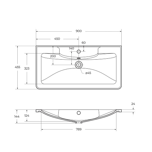 Раковина BelBagno BB900/455-LV-MR-ALR 900x450 Раковина BelBagno BB900/455-LV-MR-ALR 900x450