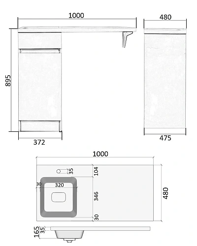 Тумба с раковиной Orange Sistema STK-40TUW+RAL напольная, левая 100 см под стиральную машину, белый Тумба с раковиной Orange Sistema STK-40TUW+RAL напольная, левая 100 см под стиральную машину, белый