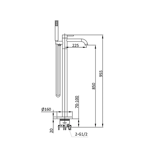 Смеситель для ванны Vincea Desire VTF-1DMB напольный с регулятором давления, черный Смеситель для ванны Vincea Desire VTF-1DMB напольный с регулятором давления, черный