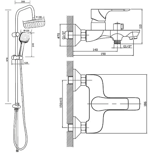 Душевая система Orange Aristo M19-944w с изливом, белый Душевая система Orange Aristo M19-944w с изливом, белый