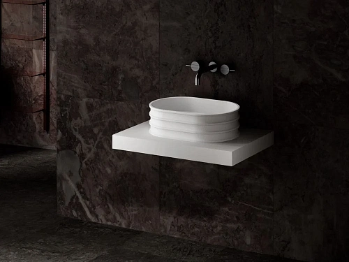 Раковина ABBER Stein AS2650 накладная, белая матовая Раковина ABBER Stein AS2650 накладная, белая матовая