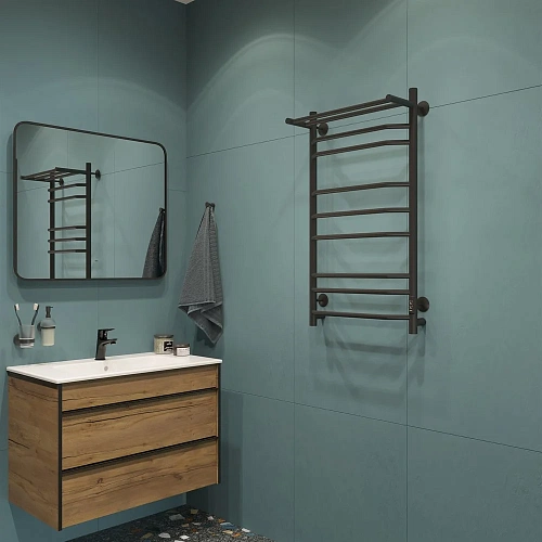 Полотенцесушитель электрический EWRIKA Сафо БР3 100х50, черный, с полкой 582343 Полотенцесушитель электрический EWRIKA Сафо БР3 100х50, черный, с полкой 582343