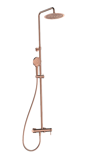 Душевая система AQUAme AQM8011BC со смесителем и изливом, лейка 3 режима 1100-1500мм, медь шлифованная Душевая система AQUAme AQM8011BC со смесителем и изливом, лейка 3 режима 1100-1500мм, медь шлифованная