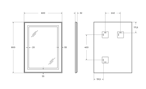 Зеркало BelBagno SPC-KRAFT-600-800-SENS-AL 600x800x32 мм с подсветкой и сенсорным выключателем Зеркало BelBagno SPC-KRAFT-600-800-SENS-AL 600x800x32 мм с подсветкой и сенсорным выключателем