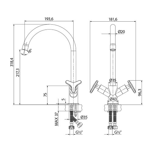 Смеситель для кухни Lemark Plus Spirit LM1905C, хром Смеситель для кухни Lemark Plus Spirit LM1905C, хром