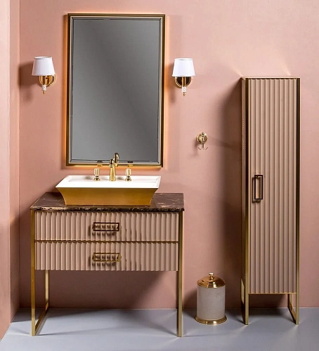 Шкаф-пенал Armadi Art MONACO 868-CPG-R капучино глянец + золото R Шкаф-пенал Armadi Art MONACO 868-CPG-R капучино глянец + золото R