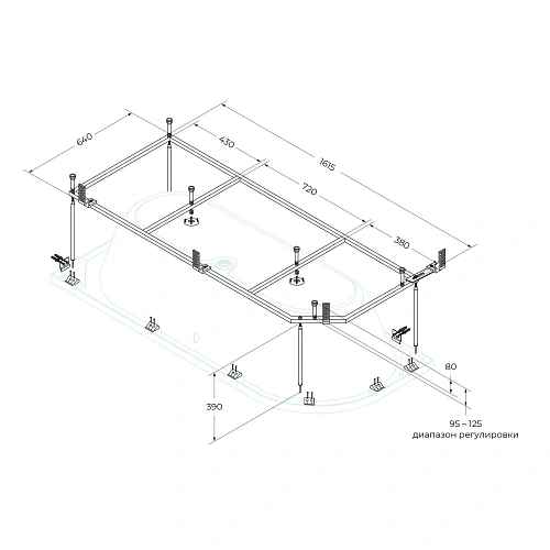 Каркас для ванны CEZARES METAURO CORNER-MF 1615x640 Каркас для ванны CEZARES METAURO CORNER-MF 1615x640