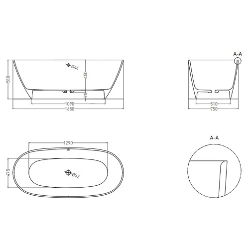 Ванна отдельностоящая Salini SOFIA LIGHT 103711GN по RAL снаружи S-Sense из искусственного камня Ванна отдельностоящая Salini SOFIA LIGHT 103711GN по RAL снаружи S-Sense из искусственного камня