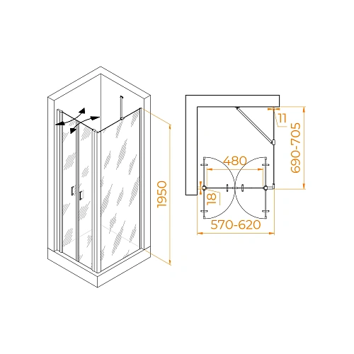 Душевой уголок RGW PA-144 (PA-104+Z-050-2+O-204) 600x700 мм 060814467-11 хром Easy Clean Душевой уголок RGW PA-144 (PA-104+Z-050-2+O-204) 600x700 мм 060814467-11 хром Easy Clean