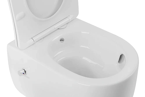 Унитаз подвесной ABBER Bequem AC1104TNS белый, безободковый, с фунцией биде, смыв торнадо Унитаз подвесной ABBER Bequem AC1104TNS белый, безободковый, с фунцией биде, смыв торнадо