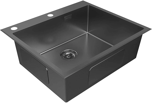 Кухонная мойка Paulmark KRONER-EDGE 59, PM775951-GM, вороненая сталь, 590х510мм Кухонная мойка Paulmark KRONER-EDGE 59, PM775951-GM, вороненая сталь, 590х510мм