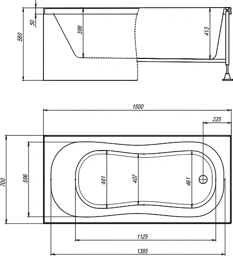 Акриловая ванна Timo INKA1570 150x70x58 INKA1570-KT15-SPV1505 с каркасом и слив-переливом Акриловая ванна Timo INKA1570 150x70x58 INKA1570-KT15-SPV1505 с каркасом и слив-переливом