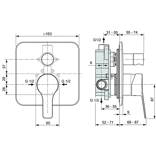 Смеситель для ванны Ideal Standard ENTELLA A6949AA встраиваемый Смеситель для ванны Ideal Standard ENTELLA A6949AA встраиваемый