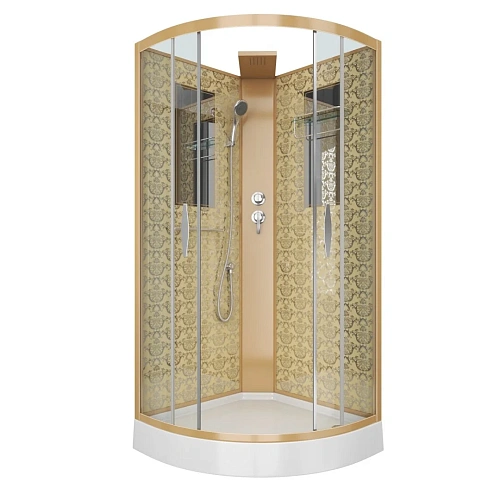 Душевая кабина Niagara Luxe NG-7715GBK (900x900х2100) низкий поддон стенки золото без крыши Душевая кабина Niagara Luxe NG-7715GBK (900x900х2100) низкий поддон стенки золото без крыши