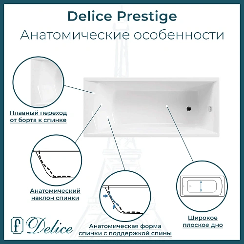 Ванна чугунная Delice Prestige 1750х750 DLR230611 Ванна чугунная Delice Prestige 1750х750 DLR230611