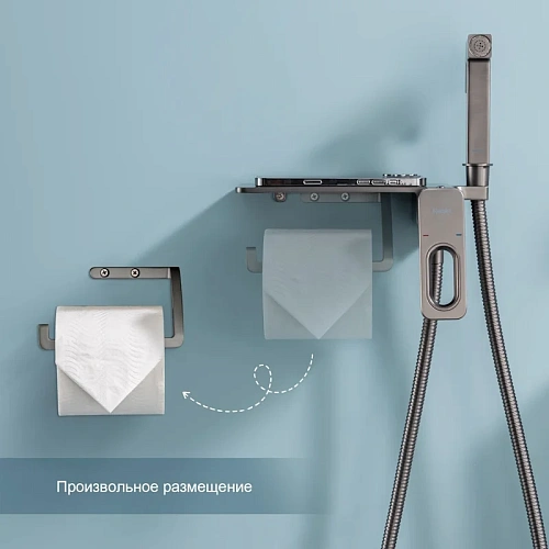 Гигиенический душ Raglo R51.55.09 встраиваемый с полкой и держателем бумаги, графит Гигиенический душ Raglo R51.55.09 встраиваемый с полкой и держателем бумаги, графит