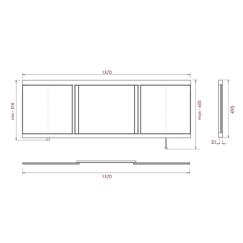Экран для ванны фронтальный Onika Одио Нова 160 см 516006 белый Экран для ванны фронтальный Onika Одио Нова 160 см 516006 белый