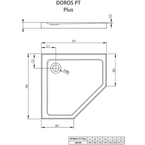 Душевой поддон Radaway Doros PT Plus SDRPTP9090-01 90x90 Душевой поддон Radaway Doros PT Plus SDRPTP9090-01 90x90