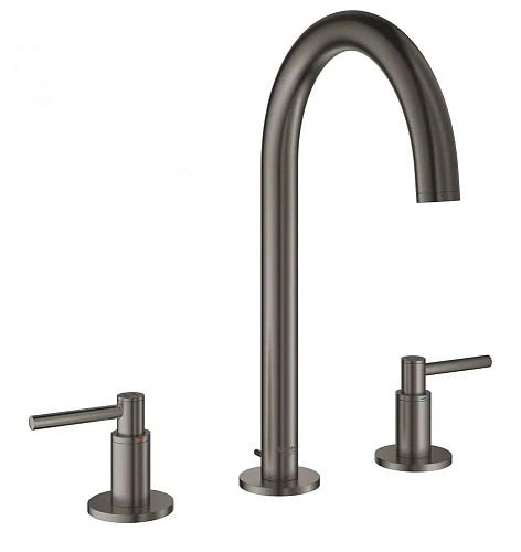 Смеситель для раковины GROHE Atrio New, монтаж на бортик, темный графит матовый (20009AL3) на 3 отве Смеситель для раковины GROHE Atrio New, монтаж на бортик, темный графит матовый (20009AL3) на 3 отве