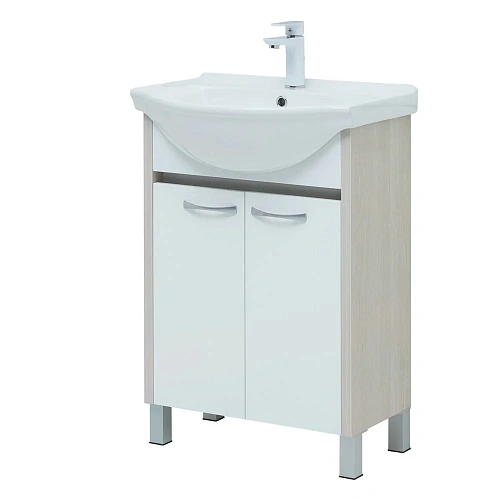 Тумба под раковину Aquanet Донна 60 белый дуб/белый (2 дверцы) 00273996 Тумба под раковину Aquanet Донна 60 белый дуб/белый (2 дверцы) 00273996