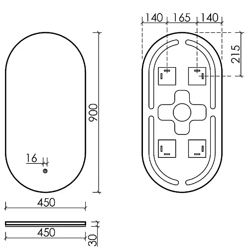 Зеркало Sancos Oval OV45C 450х900 фоновая подсветка с сенсорным управлением Зеркало Sancos Oval OV45C 450х900 фоновая подсветка с сенсорным управлением