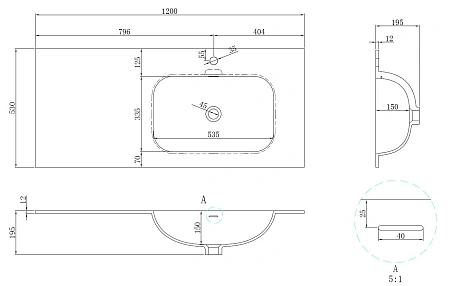 Раковина Vincea Elise VCB-4EL120MW-R, Corian правая, белый матовый Раковина Vincea Elise VCB-4EL120MW-R, Corian правая, белый матовый